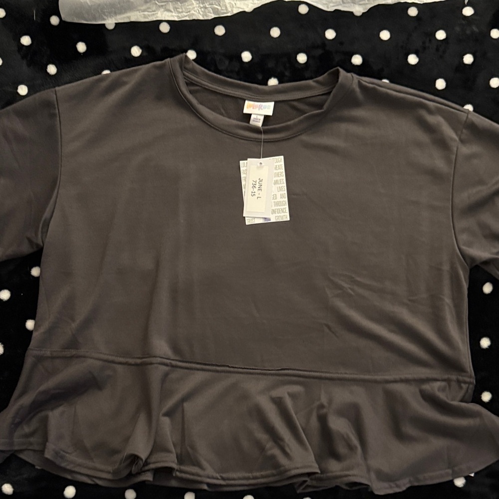 LuLaRoe Charcoal June Peplum Tee